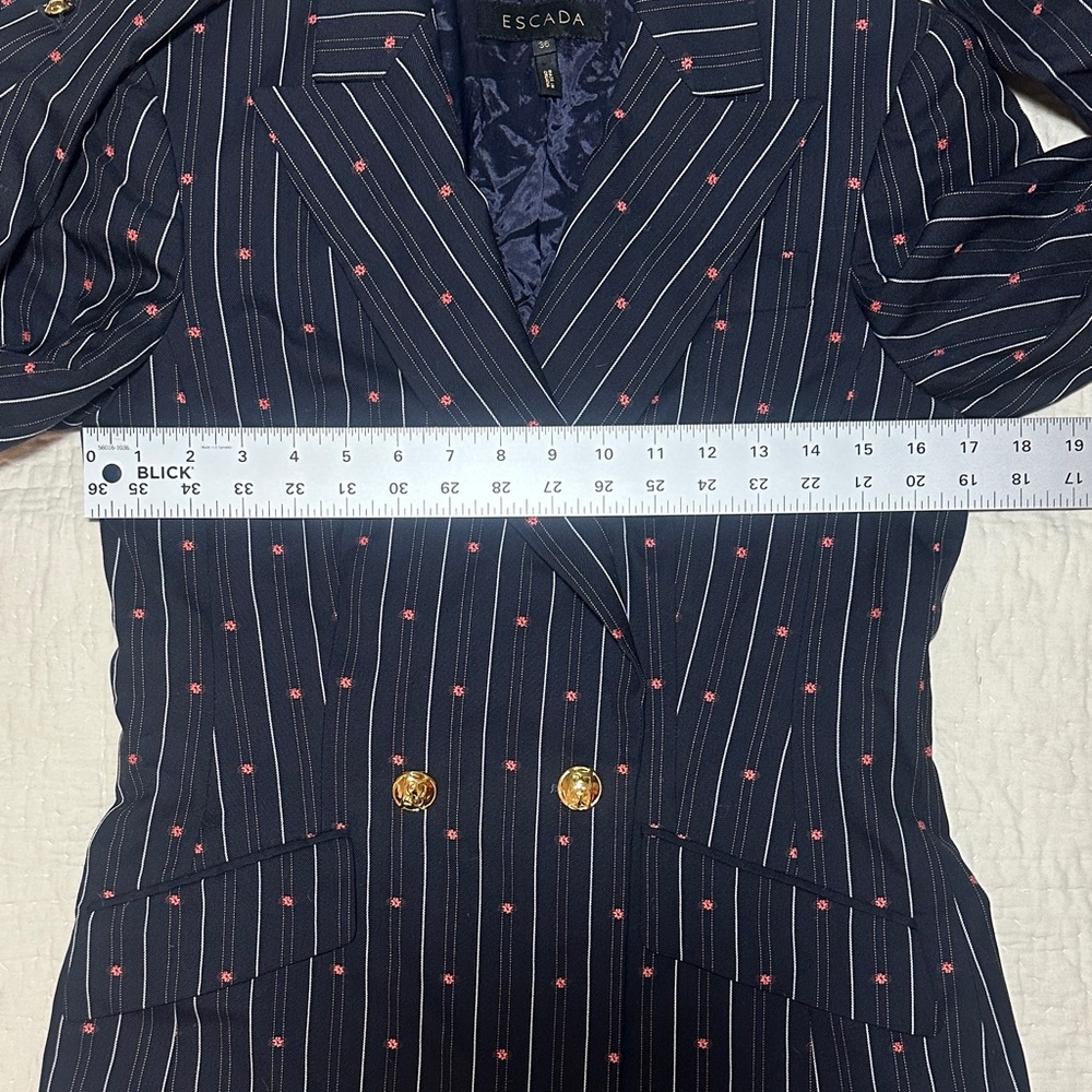 Escada Blazer with Navy Stripes and Red Dots - Picture 4 of 9